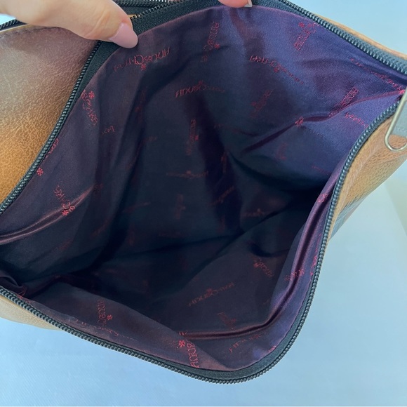 Anuschka V Top Hand Painted Peacock Leather Hobo Shoulder Bag - Picture 12 of 16